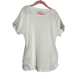 NWT Crewcuts Factory White Ribbed Cotton Crewneck Short Sleeve T Shirt XL 12-14